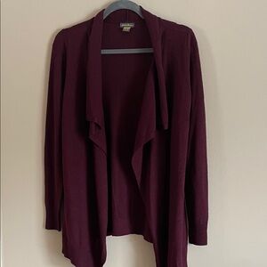 Eddie Bauer Burgundy Merino Wool Open Front Cardigan